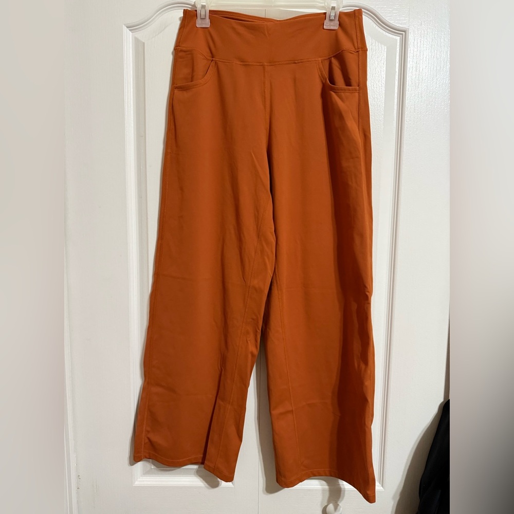 Women's Dark Orange Wide-Leg Pants Workout